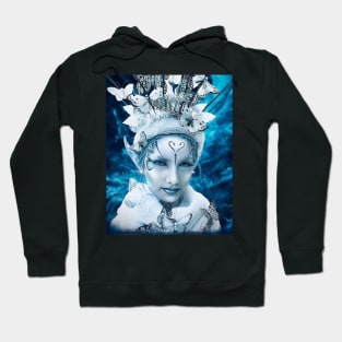 Blue Butterfly Fantasy Face Hoodie